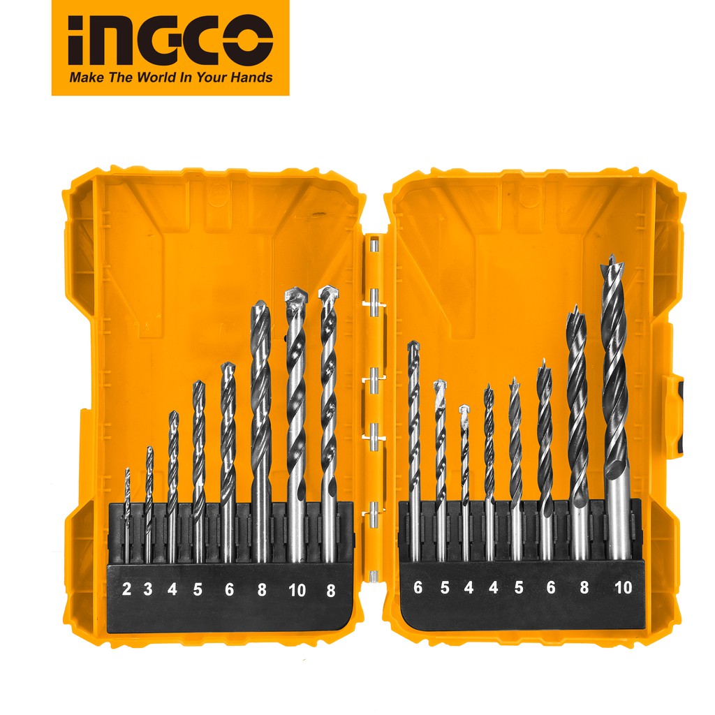 INGCO 16PCS Drill Bits Set Metal Concret Wood Drill Bits AKDL11601