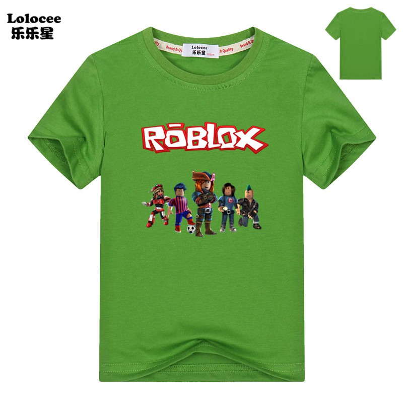 Roblox Boys Short Sleeve Shirt Cartoon Summer Clothing Cotton Tee Shirt Shopee Singapore - green dino t shirt roblox