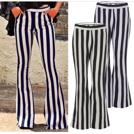 plus size black and white striped pants