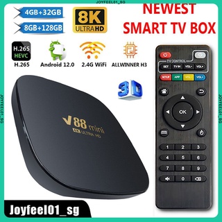 8K V88 New Mini Smart Media Player H.265  Home Media PlayerTheater Quad Core Set Top Box TV Box Android PK Q96