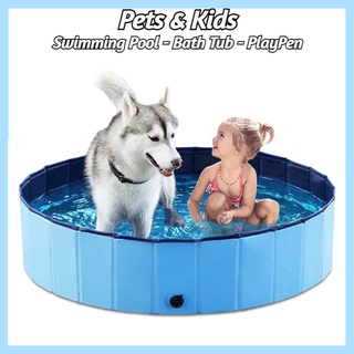 ✅ [SG] Pets & Kids Foldable Swimming Pool Bathtub/ Pet Collapsible Bathing Pool/ Dogs Cats Bathing Pool