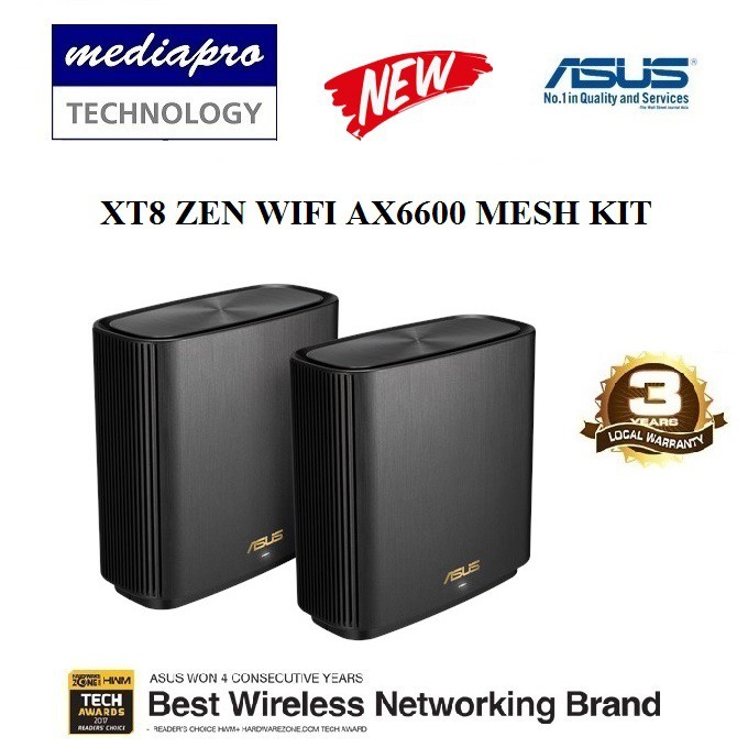 ASUS XT8 AX6600 ZEN WiFi AX Tri Band AiMesh WiFi 6 System ( Pack of 2