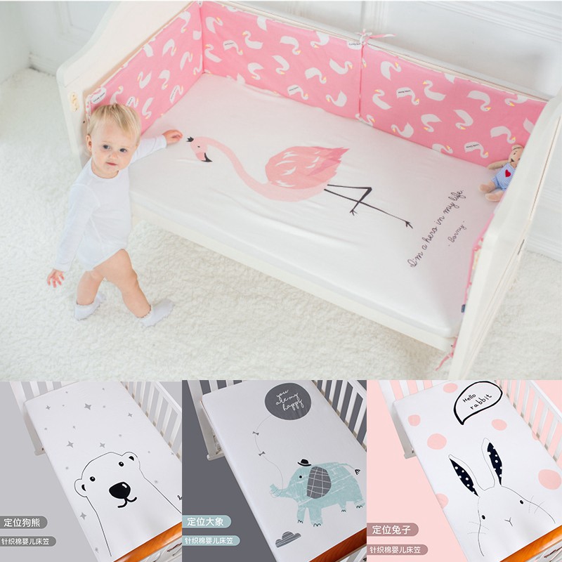 Cotton Fitted Cradle Sheet Cartoon Baby Cribs Cots Bed Cover