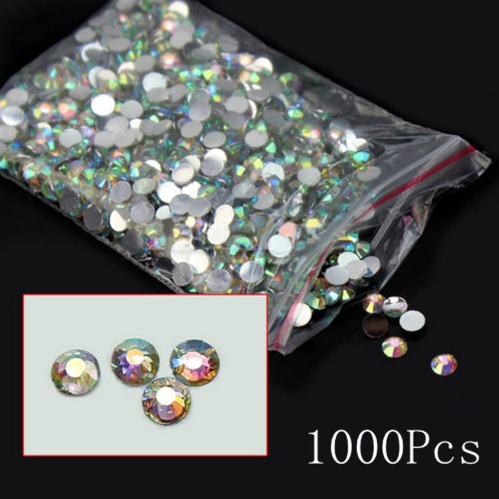 1000Pcs/Set 2 3 4mm Flatback Crystal AB 14 Facets Resin Round Rhinestone Beads