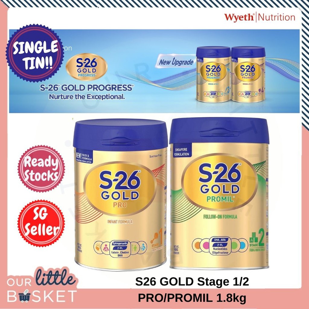 Wyeth S26 Gold Single Tin Pro Promil Stage 1 2 Formula 2 Fl 900g Milk Powder Shopee Singapore