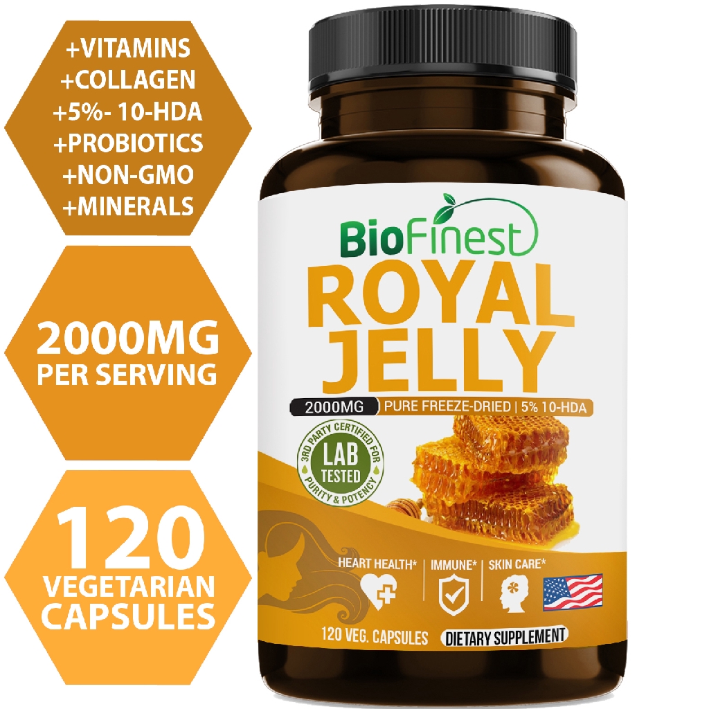 Biofinest Royal Jelly 2000mg - 100% Pure Fresh Supplement (120 Vegan ...