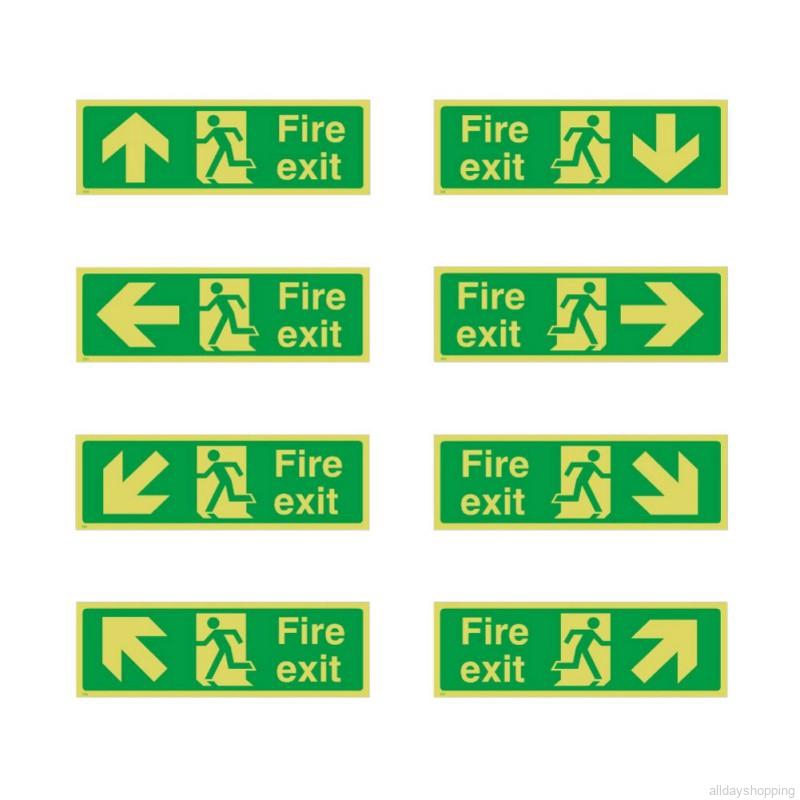 Adhesive Glow In The Dark Fire Exit Sign Stickers 36 X 14cm | Shopee ...