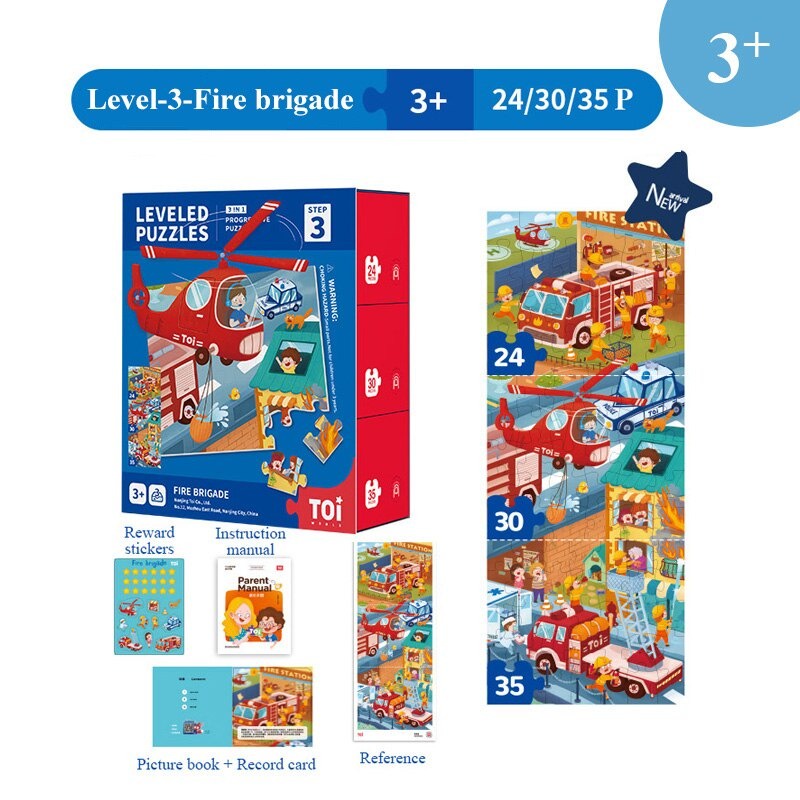 TOI Educational Jigsaw Puzzles for Kids Age 3 and Up,Leveled Puzzles,Brain Teaser Puzzles for Toddlers,Birthday Gifts for Children,Improving Cognitive Learning and Thinking Skills Step 3