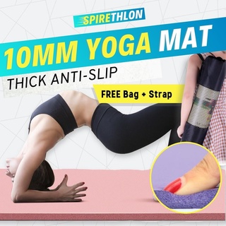 🇸🇬  [READY STOCK] 10MM THICK NBR Yoga Mat (FREE BAG + STRAP!)