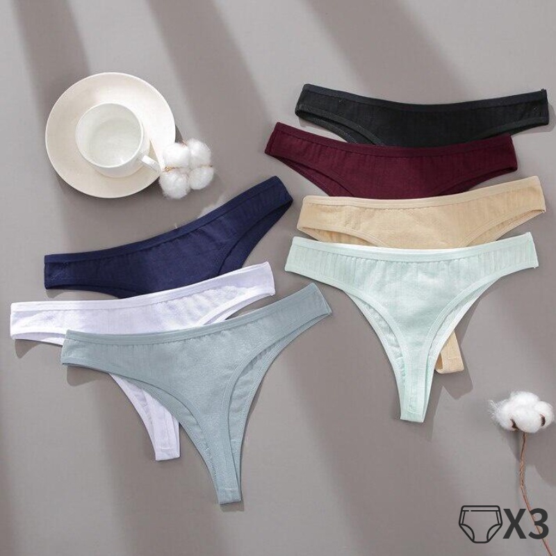 Take Talk 3pcs/Set Women 7 Solid Color Cotton Thongs Soft T-Back Underpants S-Xl Ladies Underwear Lo