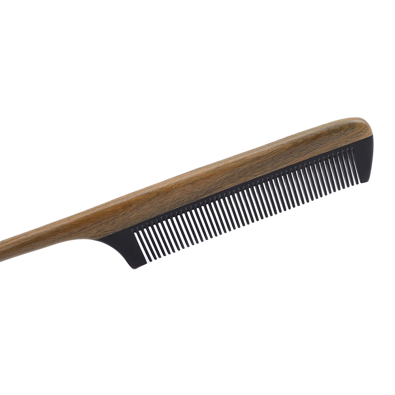 Natural Anti Static Wood Ox Horn Barber Tail Comb Hair Styling