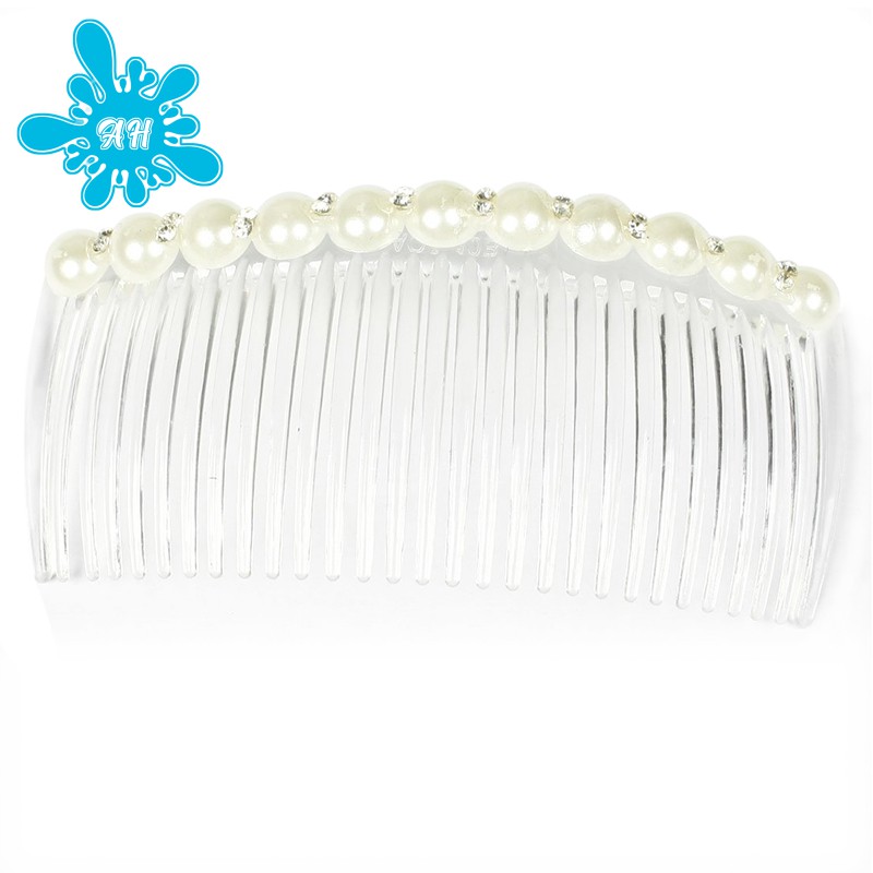 White Faux Pearl Rhinestone Decorative Hair Comb Clip Hair Clip