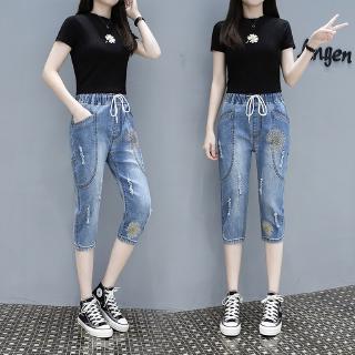 three fourth jeans pants for ladies