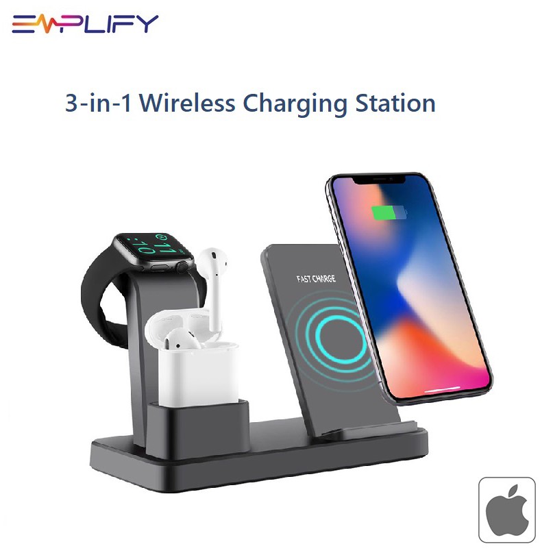 3 In 1 Wireless Charger For Apple Watch Airpods Pro And Phone Charging Station Shopee Singapore