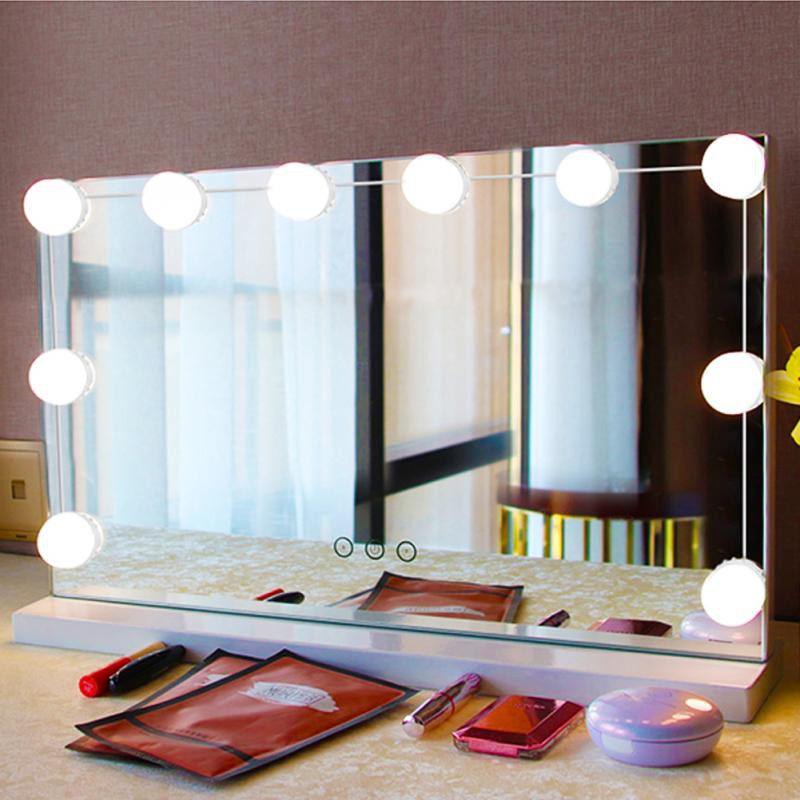 Mirror Light 10 LED Bulbs Makeup Vanity Mirror Lights Lamp Kit Lens Headlight