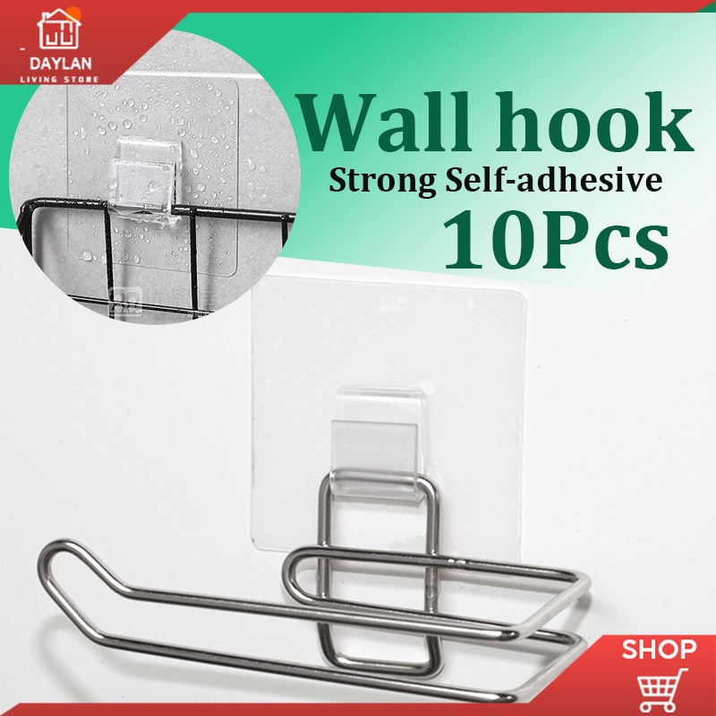 10PCS Strong Selfadhesive Wall hooks Hook, Transparent Hangers Self