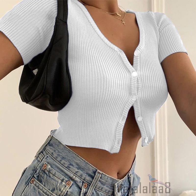 deep v neck button up