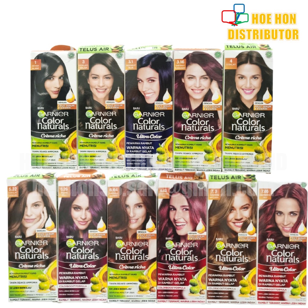 garnier color naturals hair dye black hair dye natural golden brown red 50g  50ml (halal) | Shopee Singapore