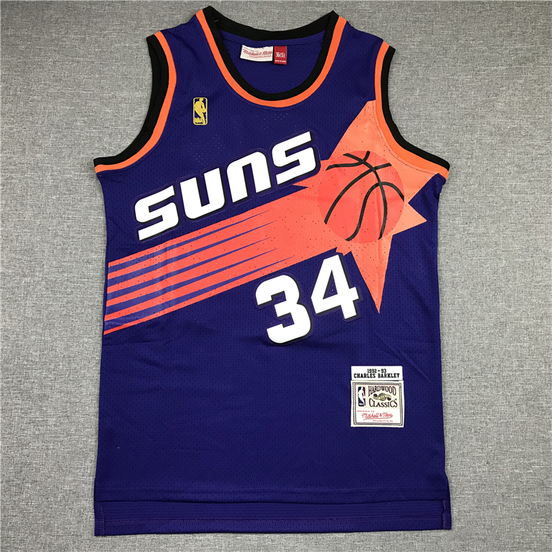 Retro Goldenes Logo Charles Barkley #34 Phoenix Suns Basketball Trikot Jersey 
