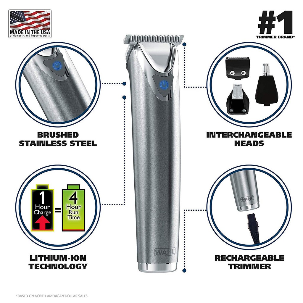 wahl stainless steel lithium ion  beard and nose trimmer