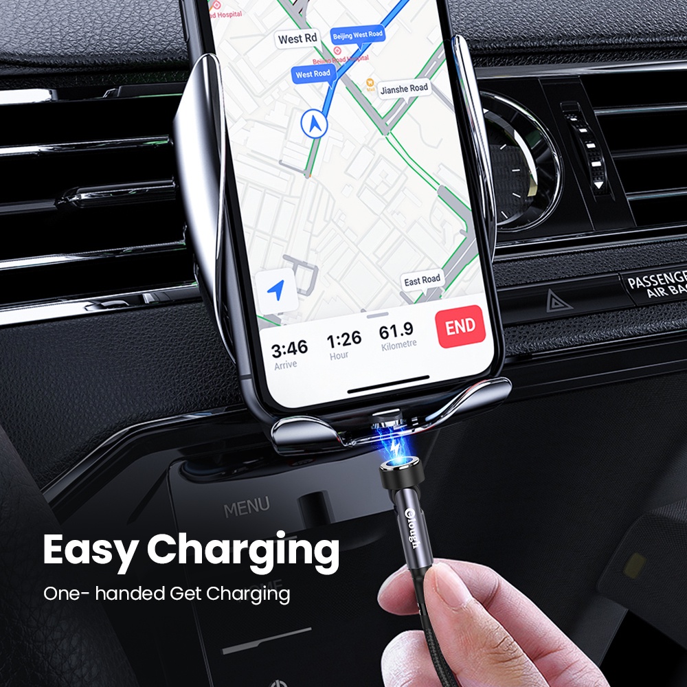 Elough 540 Degree Fast Charging Cable 3A QC 3.0 Micro USB Type C Wire For 3 in 1 Phone Charger Data Cord