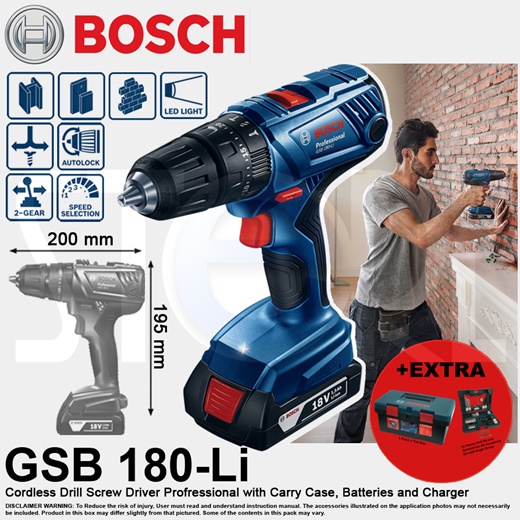 Bosch GSB 18V Cordless Impact Drill Driver Free 41Pc Drill Bit acessories *Free Shipping* | Shopee Singapore