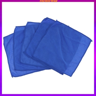 [TACHIUWA2] 5pcs Absorbent Microfiber Towel Car Bike Home Clean Wash Cloth Rag Blue 9.8x9.8 inches #6