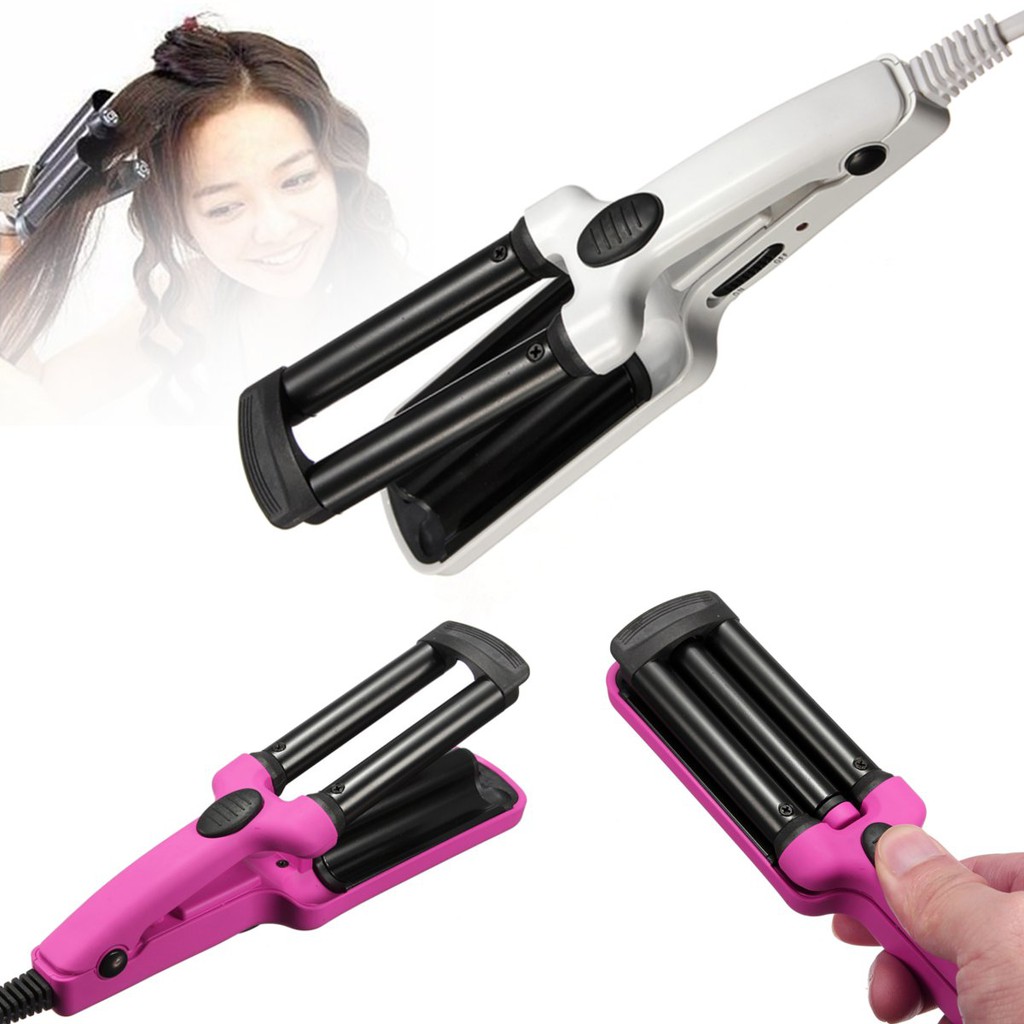 3 Barrel Ceramic Hair Curler Crimper Curling Iron Tong Waving Wand Roller Beauty Personal Care Appliance 200V Salon Too | Shopee Singapore