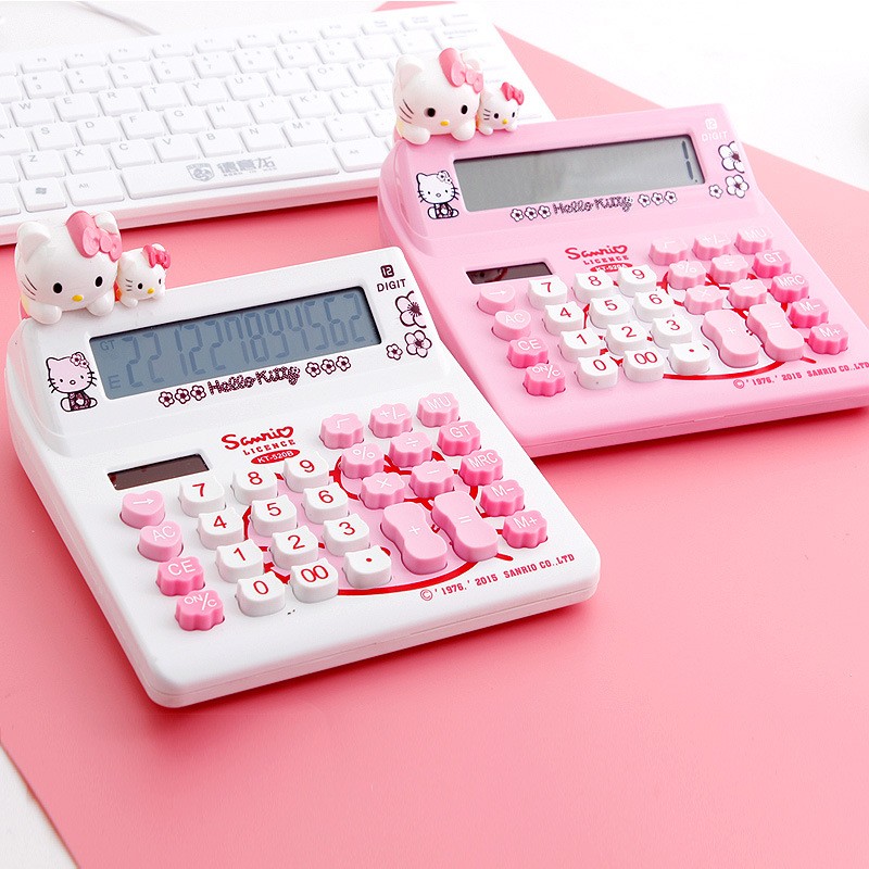 Hello Kitty Cartoon Solar Calculator Pink Hello Kitty Doll Cute Computer Shopee Singapore