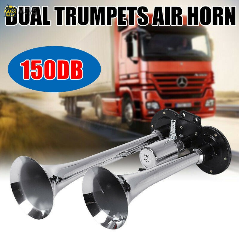 MJy5♡♡♡ 150DB 12V 24V Dual Trumpet Loud Air Horn for Car Truck RV Train