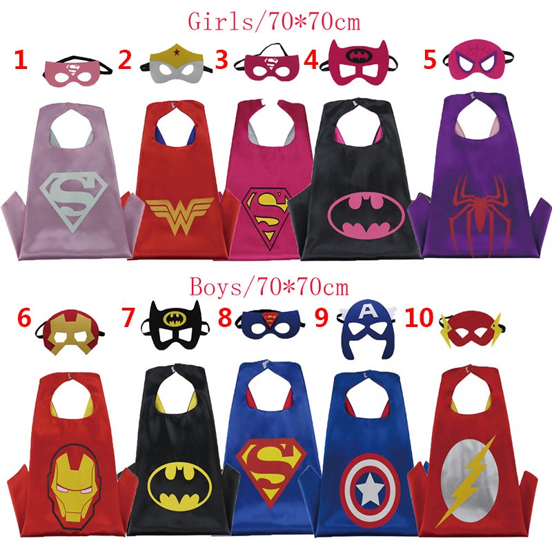 Kids Superhero Cape+Mask Cosplay Double Side Costume Set Cloak – >>> top1shop >>> shopee.sg