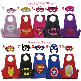 Image of Kids Superhero Cape+Mask Cosplay Double Side Costume Set Cloak