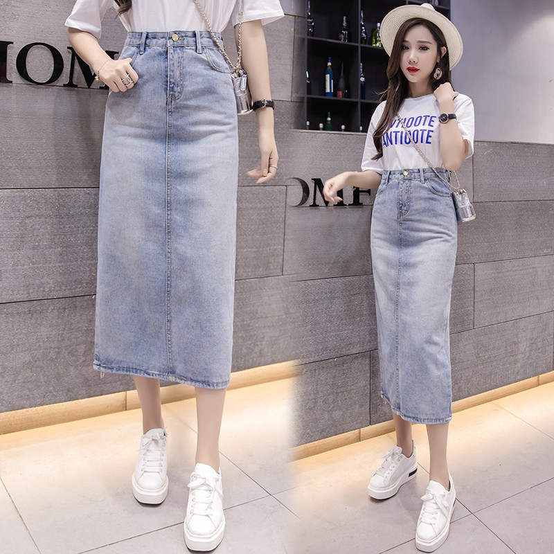 womens midi jean skirt