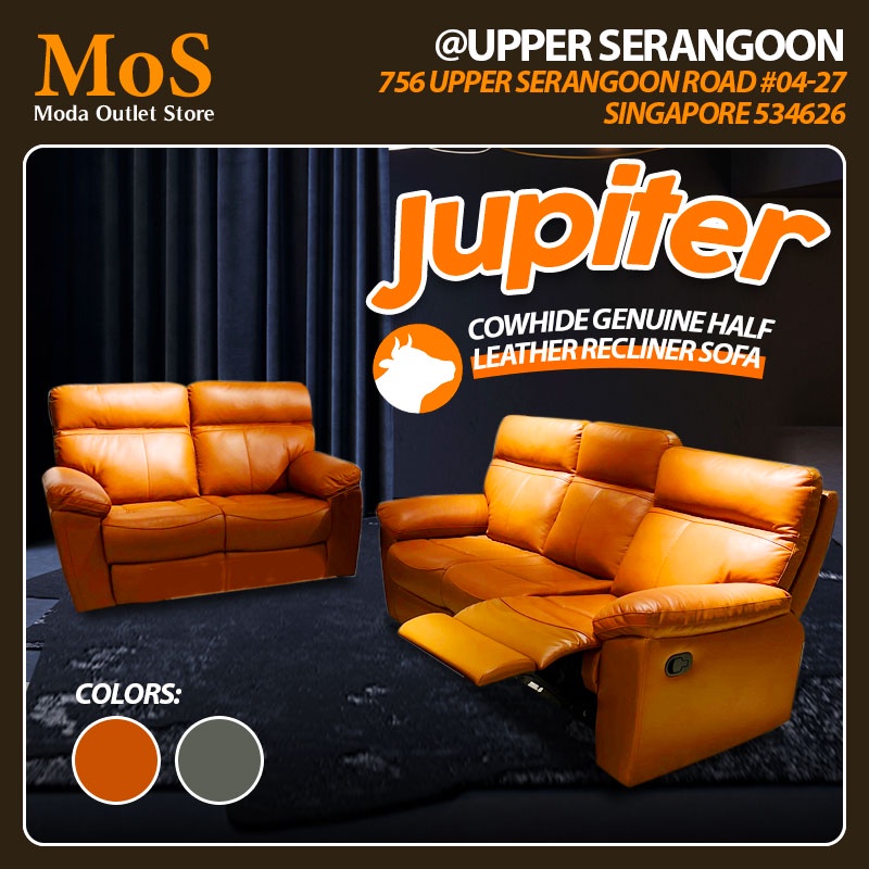 Jupiter Cowhide Genuine Leather Recliner Sofa Shopee Singapore