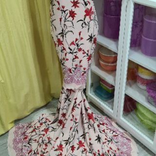  Como  Crepe  Printed Floral Lace Rm6 m harga  untk 0 5m 