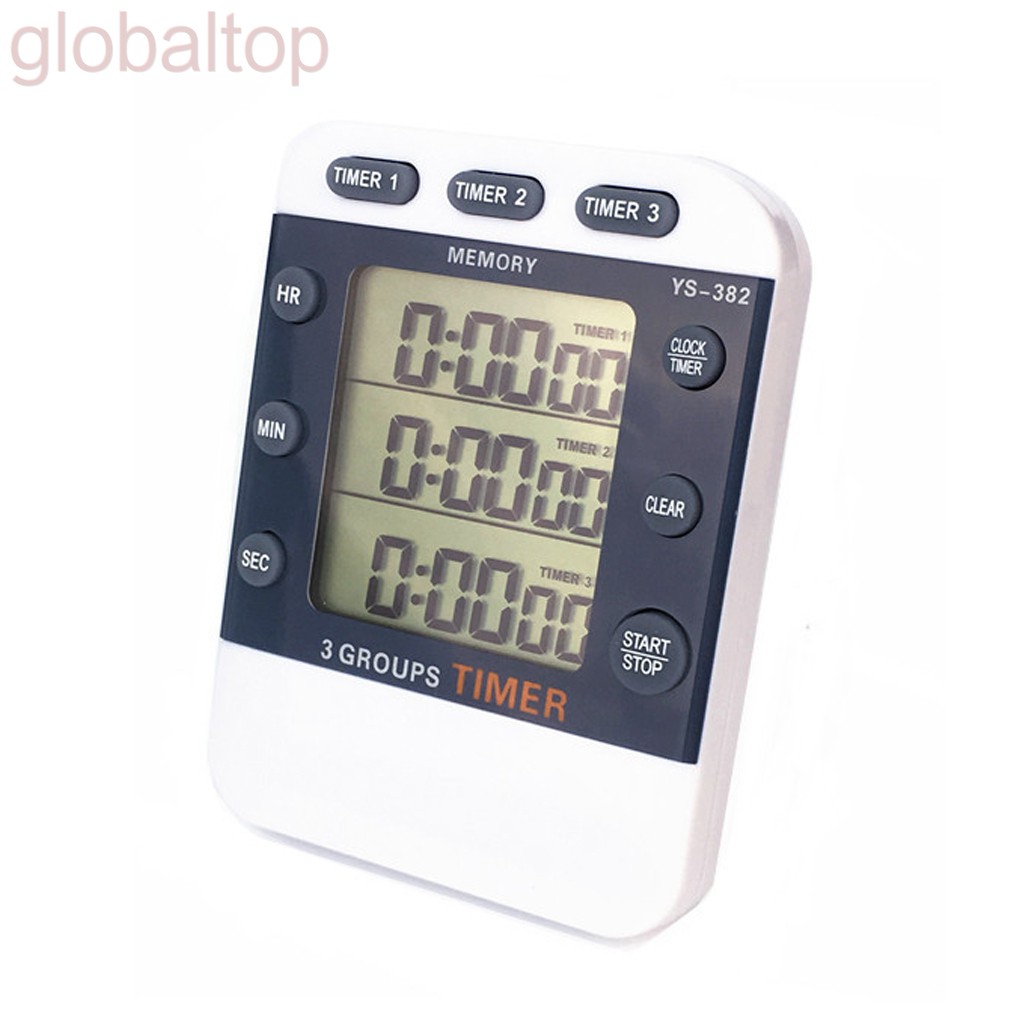 Digital Kitchen Cooking Timer Clock 3 Channels Simultaneous Timing Countdown Up Time Counter Shopee Singapore