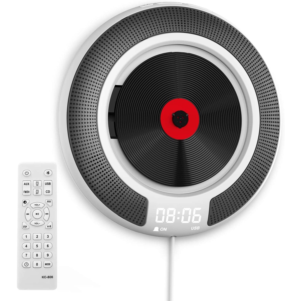 Portable CD Player Remote Control Input Output Home Audio Boombox with FM Radio,USB MP3 Music Player Comter Wall Mountable CD Music Player with Built-in HiFi Speakers 3.5mm Headphone Jack AUX 