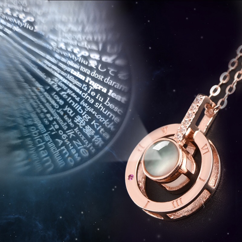 Gusha I Love You Necklace in 100 Languages Love Memory Projection Necklace Photo Gusha I Love You Necklace in 100 Languages Love Memory Projection Necklace Photo