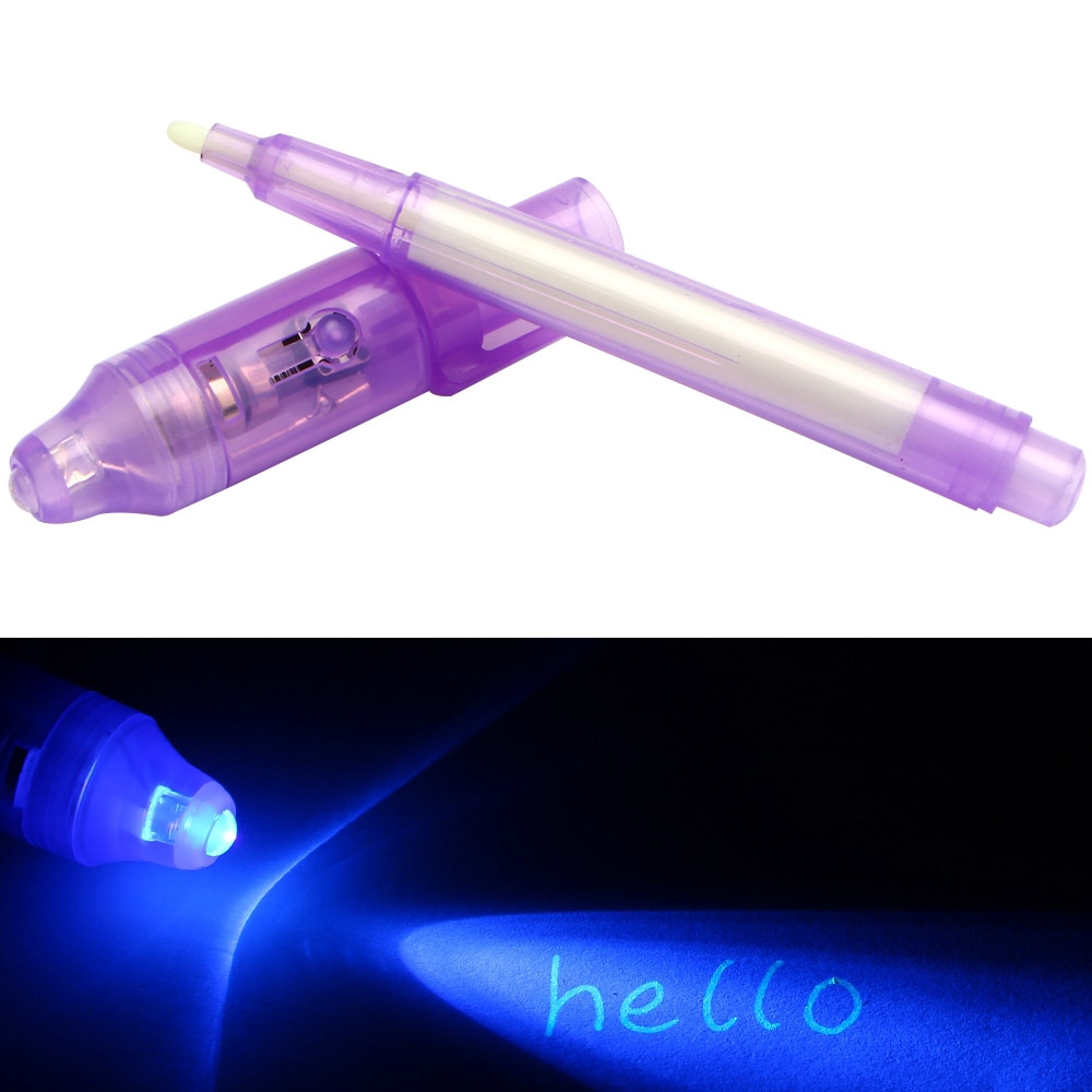 2Pack Purple 2 In 1 Ultraviolet Ink Pen Money Detector LED Luminous