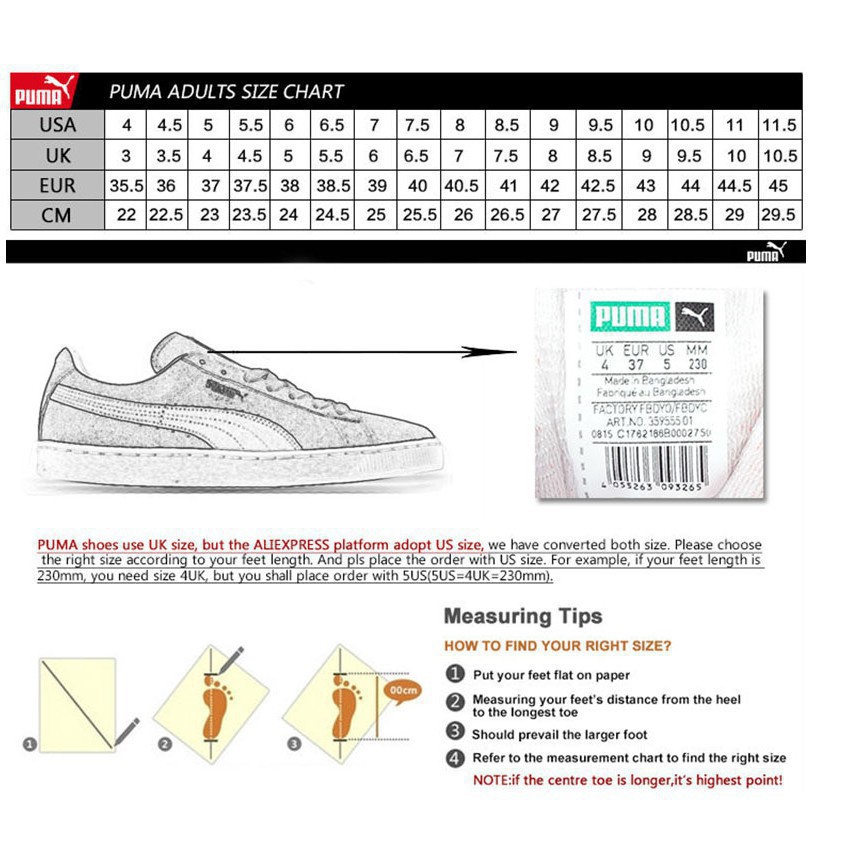 puma cm size chart 59 remise