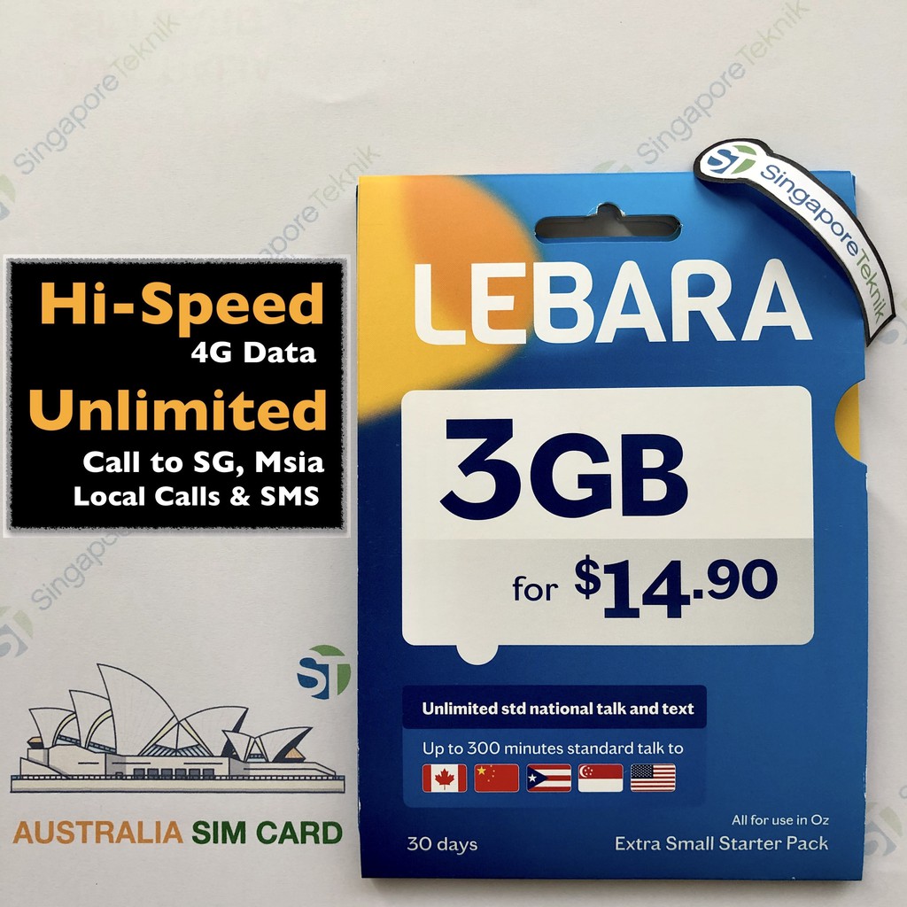 3gb 30days Australia Prepaid Sim Card Vodafone Lebara Mobile Free Call Sms Dataroam 4g Shopee Singapore