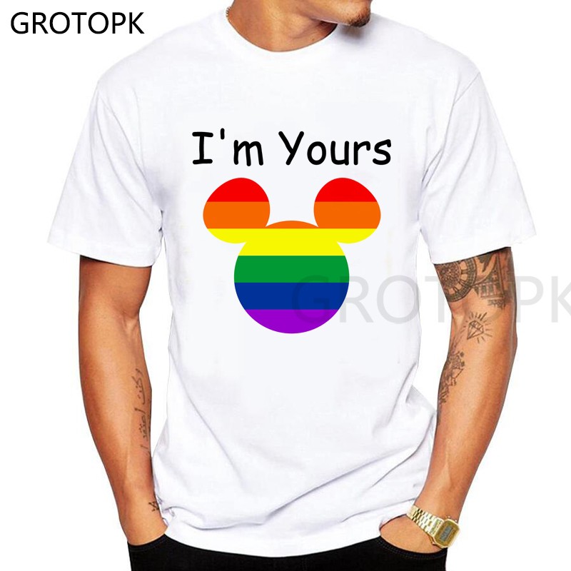 Image of Creative Mickey design tshirt men Pride LGBT gay lesbian rainbow prints Harajuku casual T shirt unisex couple clothes #2