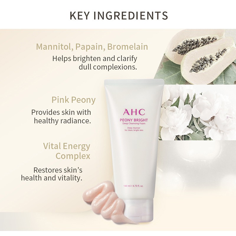 ahc peony bright deep cleansing foam