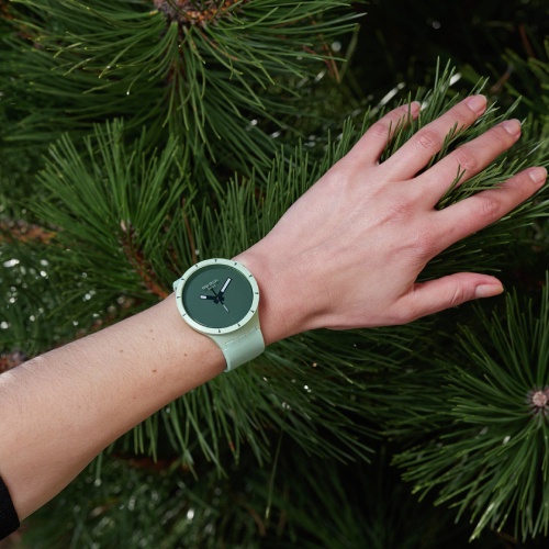 Swatch Big Bold Bioceramic Forest Green Quartz 47mm Watch