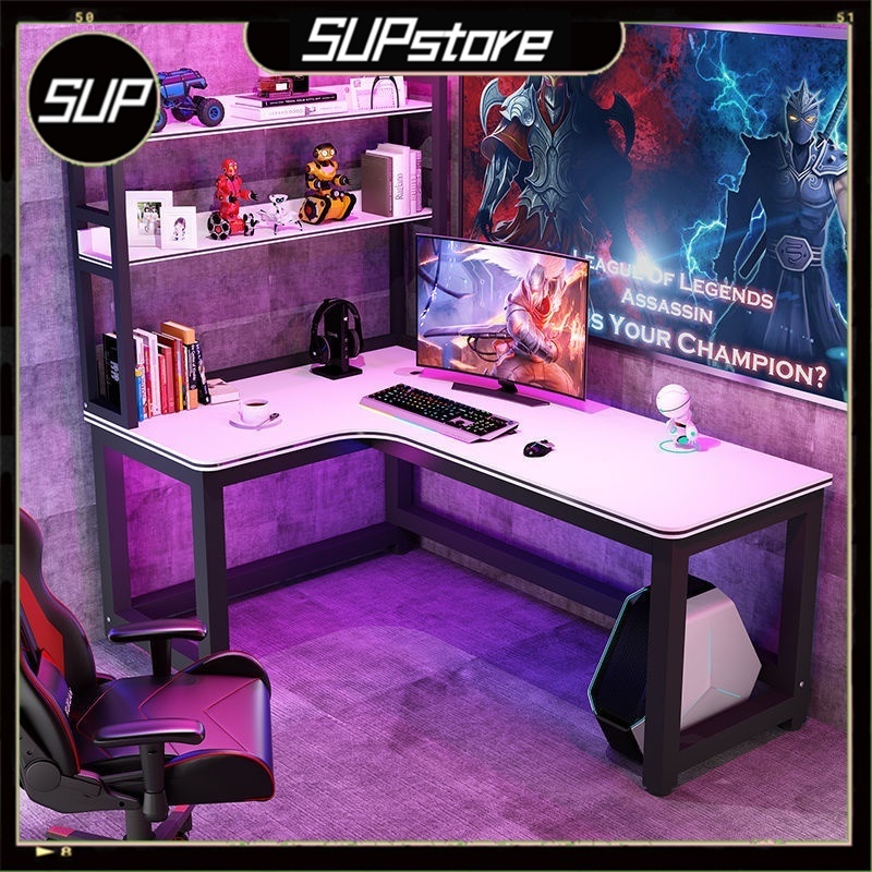 SUPstore L-shaped Study Table Corner Computer Table with Bookshelf ...