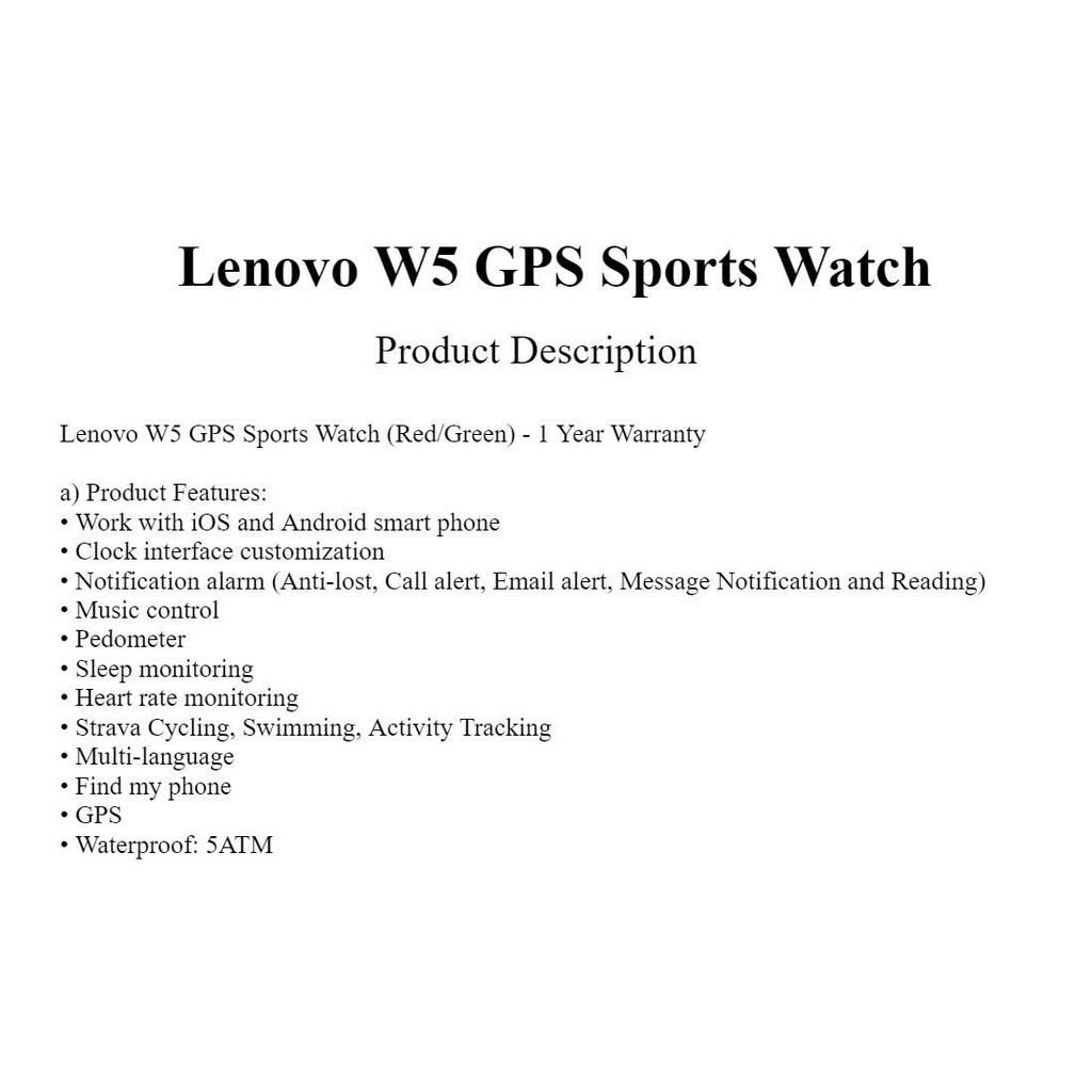 lenovo w5 gps sport watch