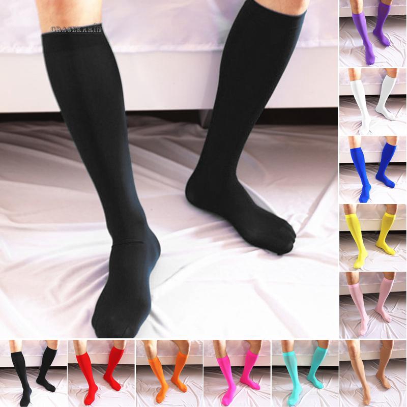 Mens Thin Stockings Velvet Socks Sheer Knee High Seamless Breathable Long Socks 