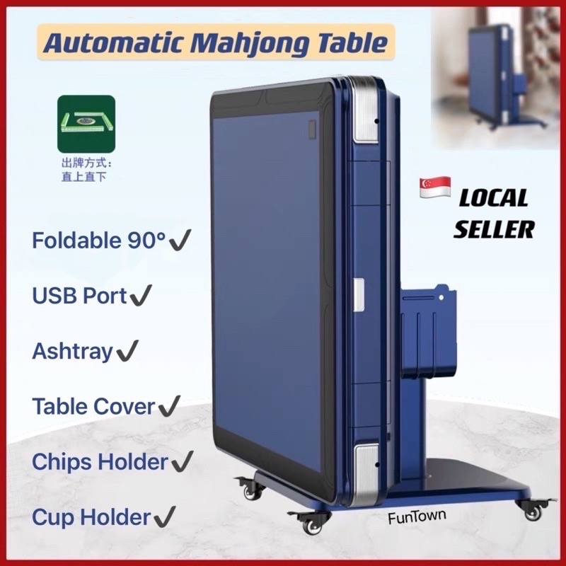 Majong Equipment with 2 Sets of Mahjong/Heater/Cover/4 Storage Box/4 USB Charging/4 Cup Holders/4 Ashtray Movable Color : Red Automatic Mahjong Table Folding