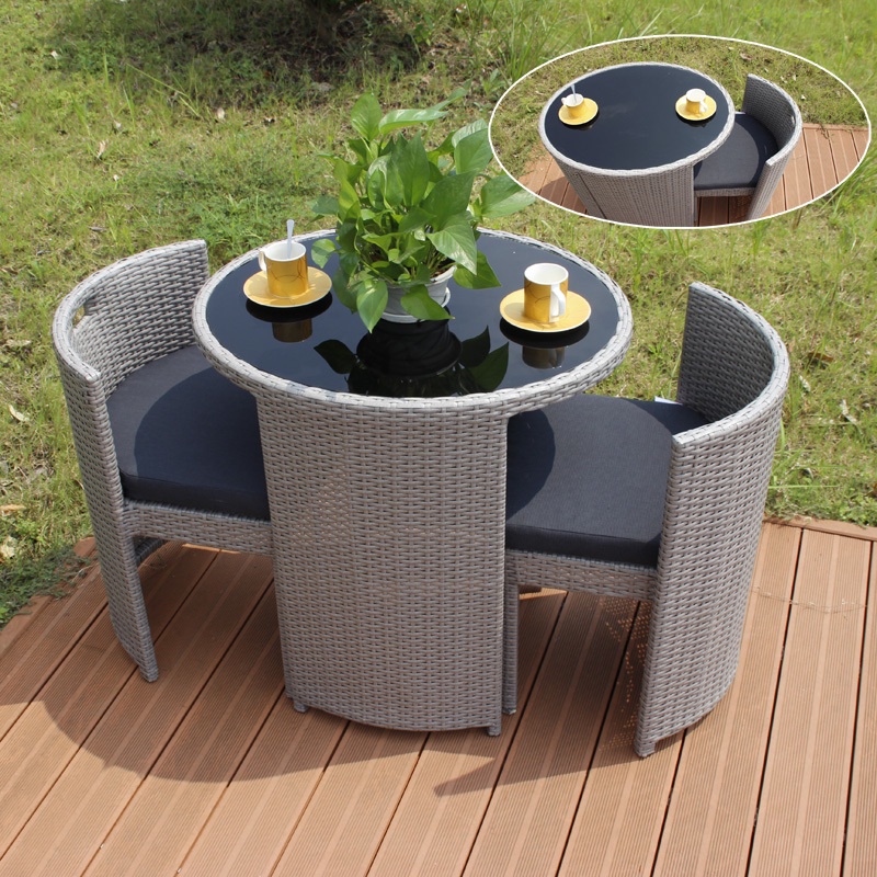 Rattan Chair Three Piece Coffee Table, Small Round Rattan Table And Chairs