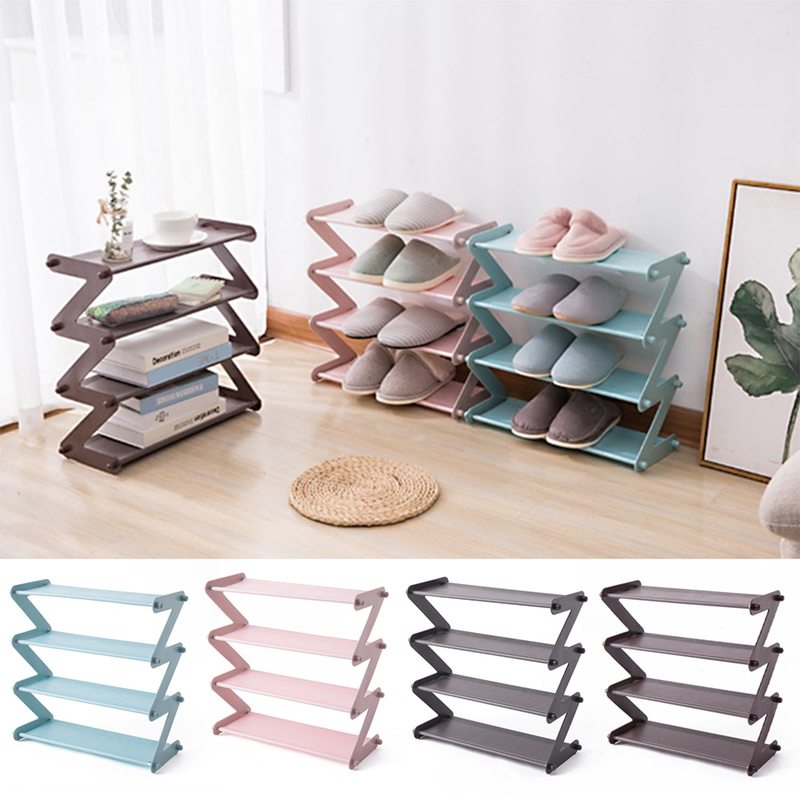 Tier Z Shaped Shoes Rack Shelf Organizer Holder Door Removable Multi Layer Shoes Storage Cabinet Furniture 4 Colors Holder Shopee Singapore